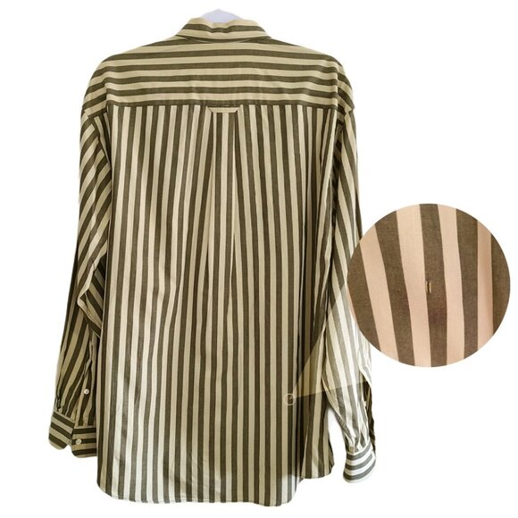 BOSS Large Gray Beige Striped Shirt - Picture 6 of 6